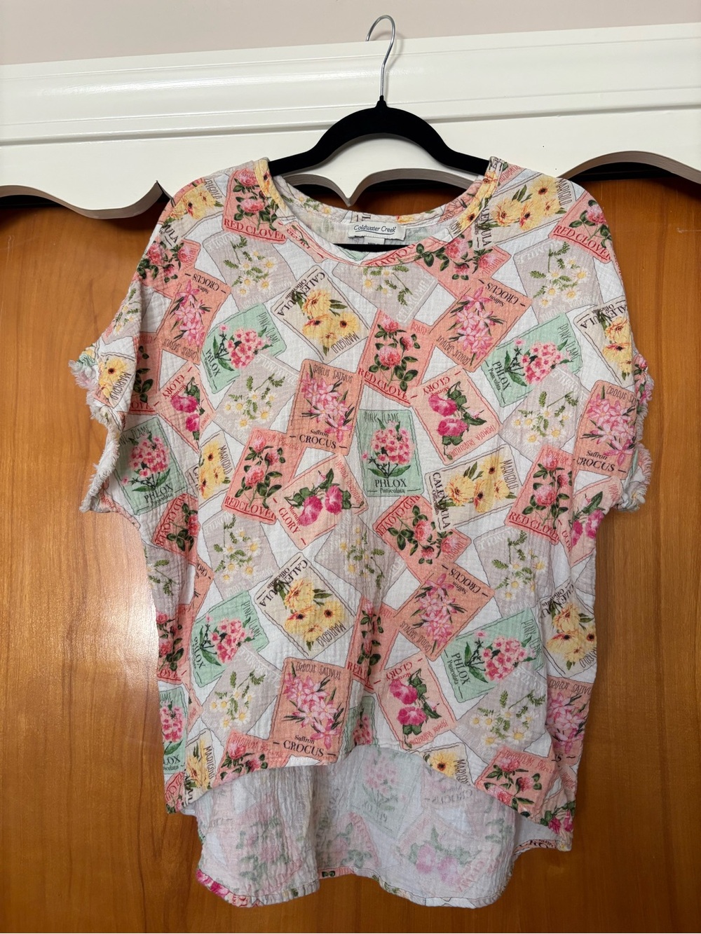 Coldwater Creek Pastel Floral Seed Packet Tee - Pink, Mint & Yellow